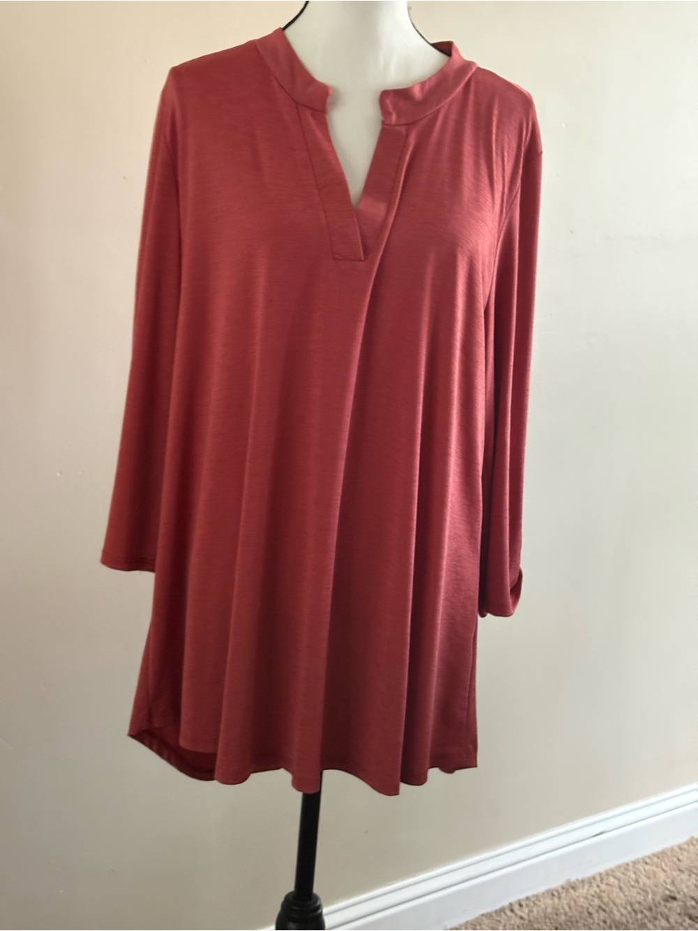 Honeyme Rust Rose Split V-Neck Tunic